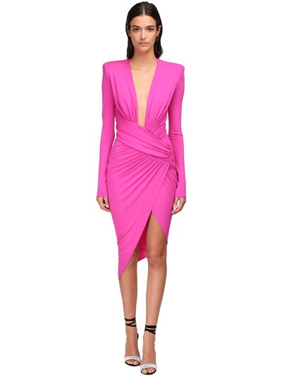 fuchsia pink midi dress