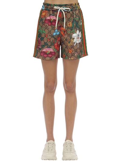 Gg supreme \u0026 floral print jersey shorts 