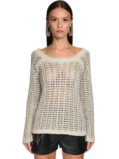 Ermanno Scervino - Cotton knit sweater w/crystals - | Luisaviaroma