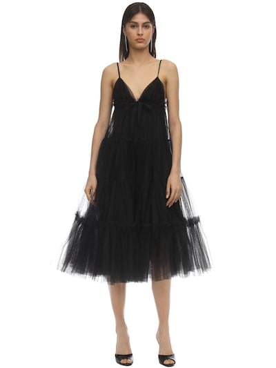 tulle midi dress black