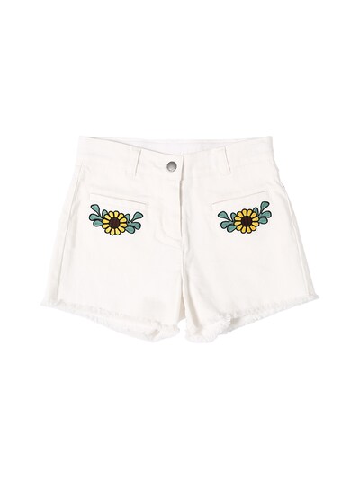 kids white denim shorts