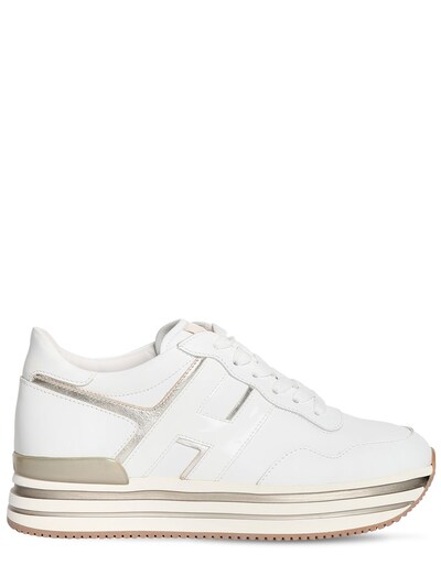 white leather platform trainers