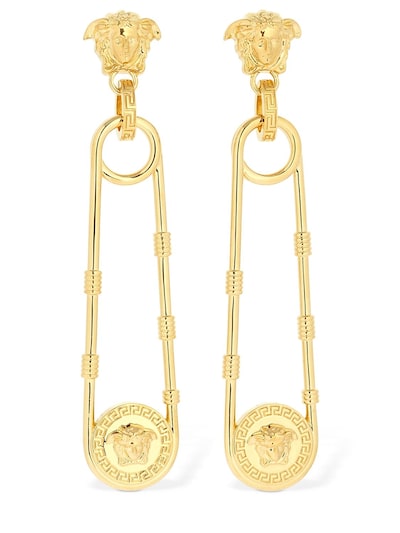 Medusa safety pin drop on sale earrings