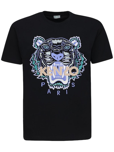 Tiger embroidered cotton t-shirt 
