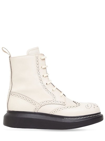 lace up cream boots