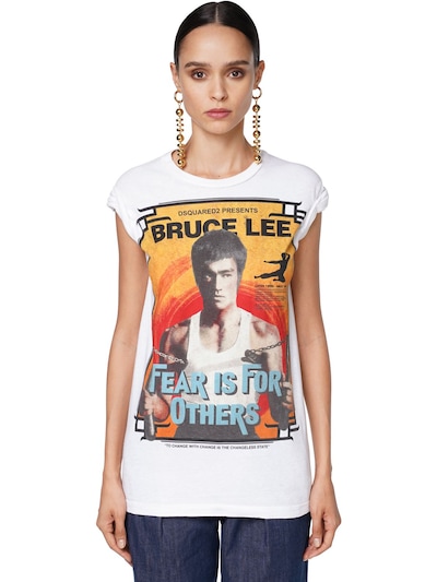 Bruce lee print cotton jersey t-shirt 