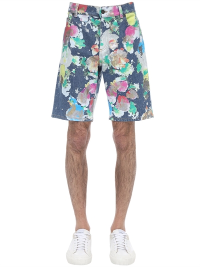 multi colored denim shorts