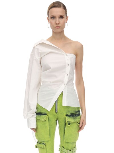 one shoulder white shirt