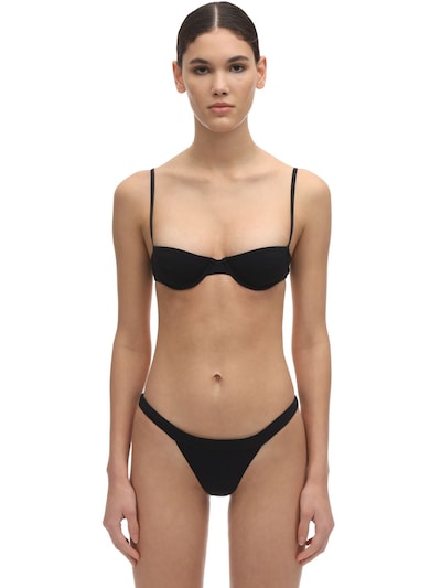 black balconette bikini