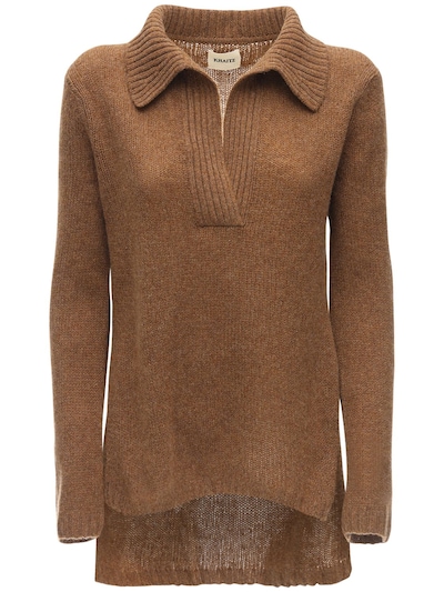 Khaite - Cass cashmere knit sweater - Camel | Luisaviaroma