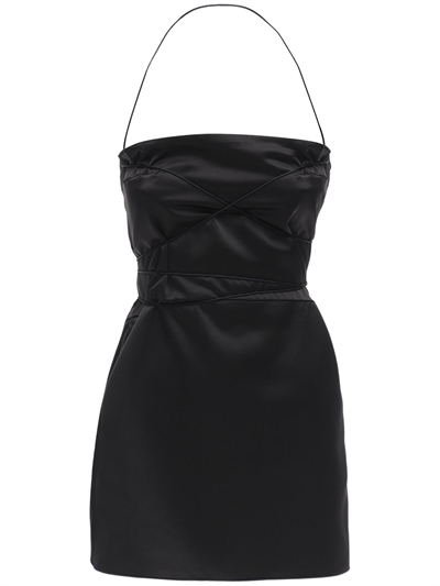 black satin mini dress