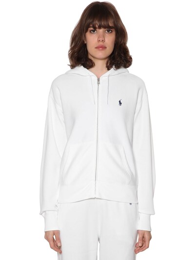ralph lauren white zip up hoodie