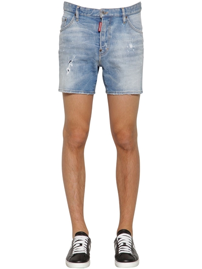 DSQUARED2 - 26.5CM DAN COMMANDO COTTON DENIM SHORTS - Blue
