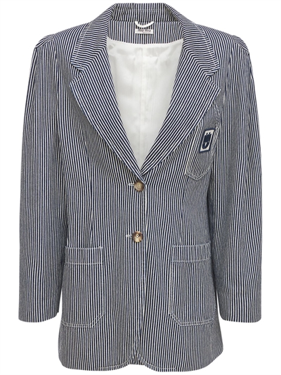 striped denim jacket