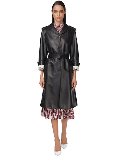 Prada - Belted leather trench coat 