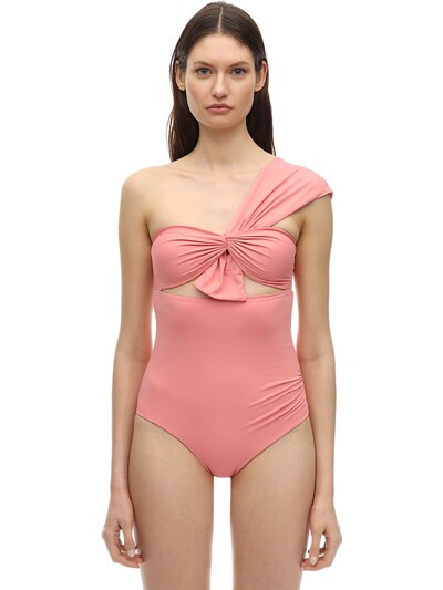 pink one shoulder swimsuit