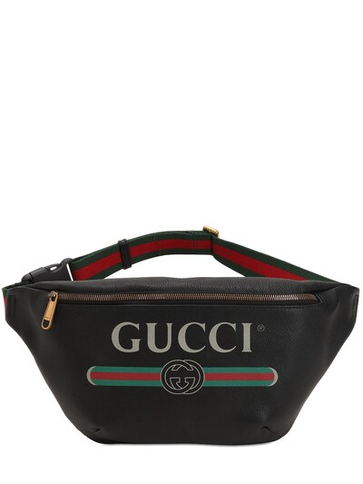 Large gucci print leather belt bag 