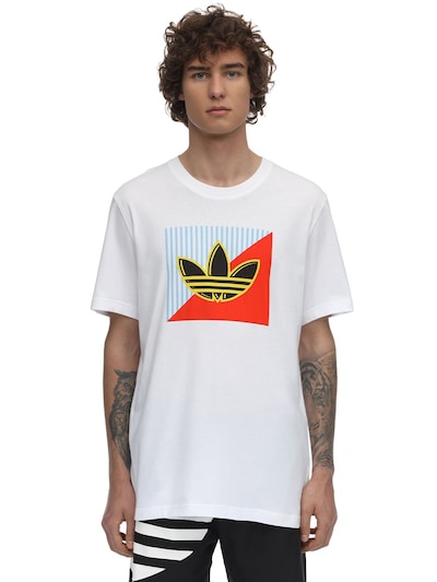 Adidas Originals - Diagonal logo cotton jersey t-shirt - | Luisaviaroma