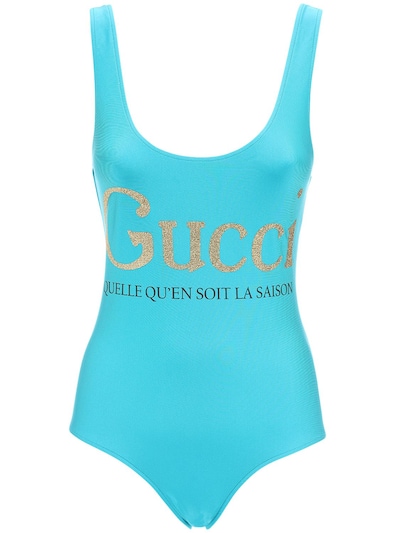 blue gucci swimsuit