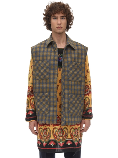 GUCCI - MICRO CHECK WOOL BLEND JACKET - Multicolor