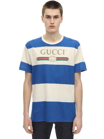 Gucci - Stripes logo print cotton 