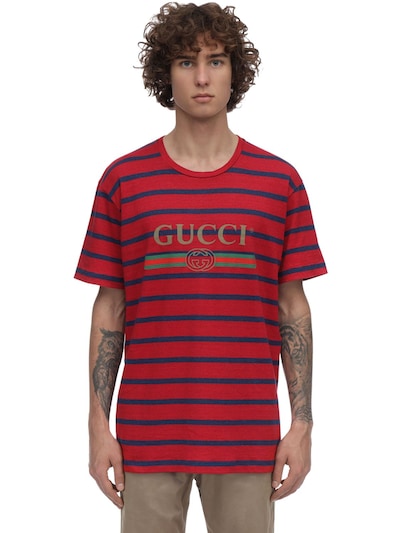 gucci red striped shirt