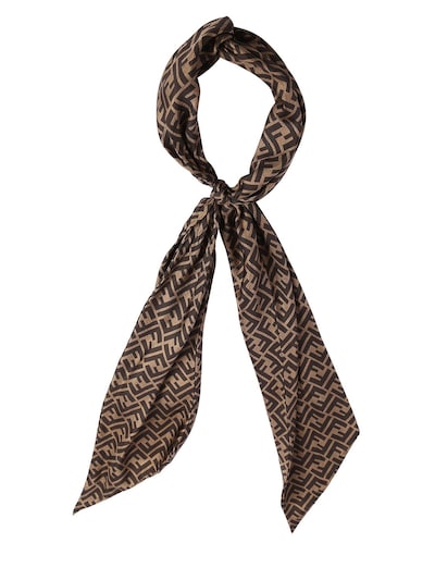 Fendi - Logo printed silk head scarf 