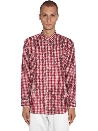 Comme Des Garçons Shirt - Squared print cotton poplin shirt - Red ...