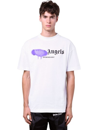 white and purple palm angels shirt