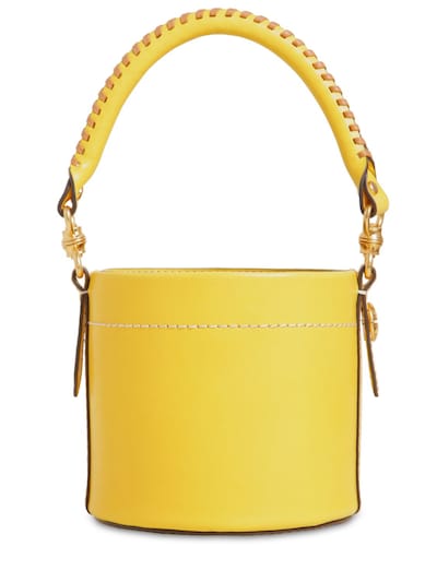 yellow leather bucket bag