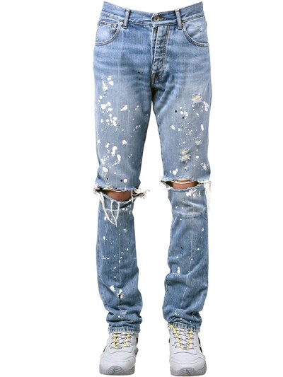 paint splatter blue jeans