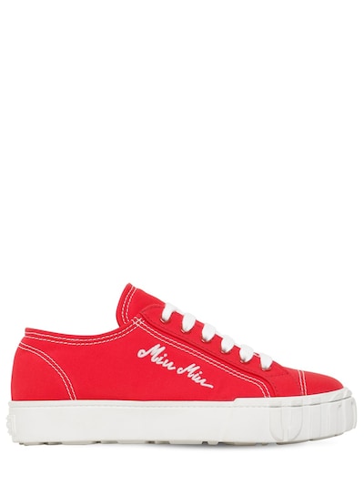 Miu Miu - 20mm cotton canvas sneakers - Red/White | Luisaviaroma