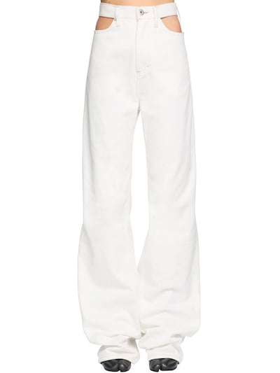 Maison Margiela Cotton Denim Jeans W Cut Outs White Luisaviaroma