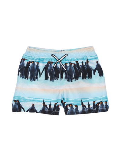 penguin print swim trunks