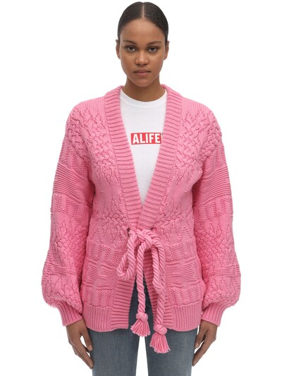 Alanui Cotton Blend Knit Cardigan Pink Luisaviaroma