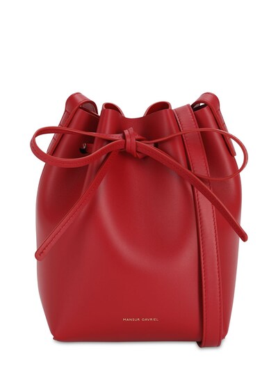 bucket bag with red interior