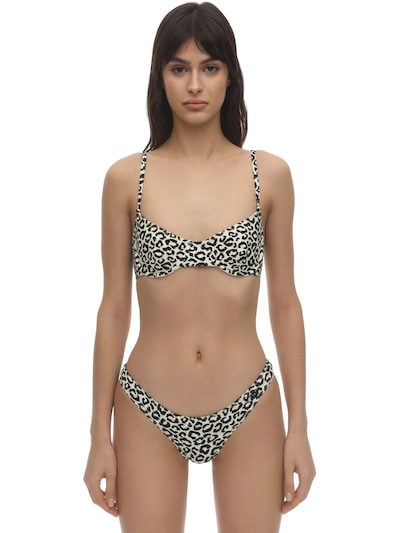 solid and striped leopard bikini