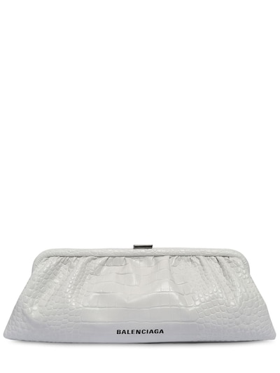 Xl cloud croc embossed leather clutch 