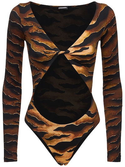 Dsquared2 - Tiger print cutout bodysuit - Tiger Print | Luisaviaroma