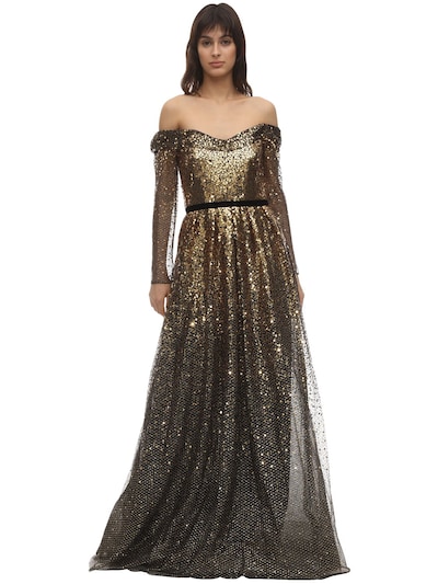 marchesa black and gold dress