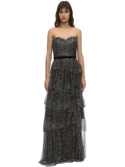 marchesa notte black and gold dress