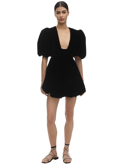 velvet mini dress black