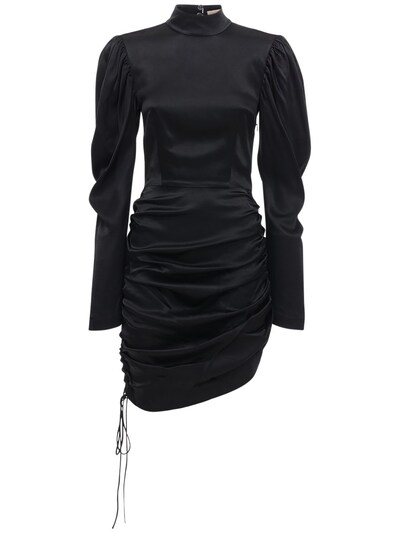 satin draped mini dress