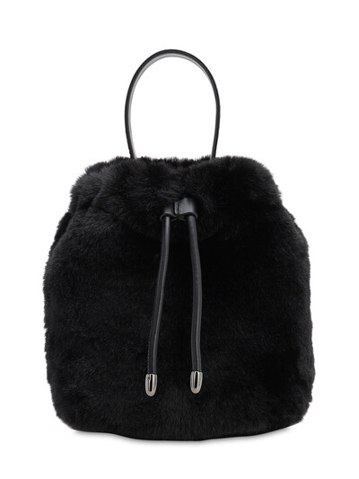 black faux fur bag