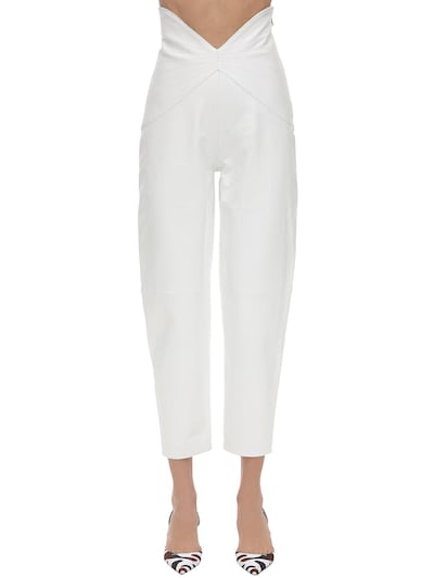 high waisted white leather pants