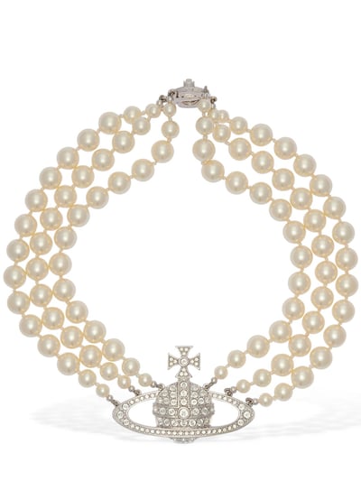 Vivienne Westwood Three Row Faux Pearl Necklace Luisaviaroma