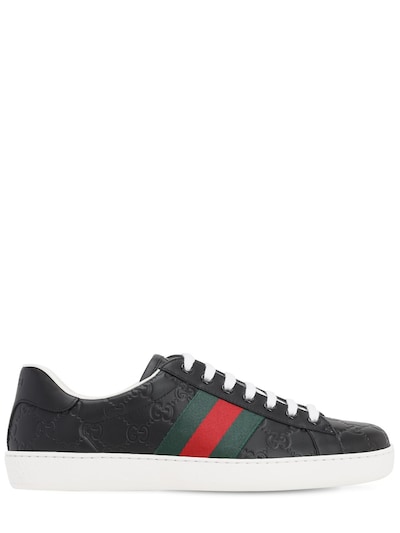 gucci ace leather sneaker black