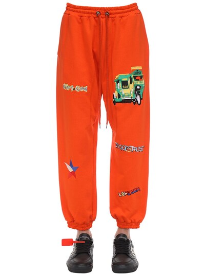 orange jogging pants