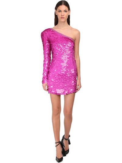 padded shoulder sequin dress