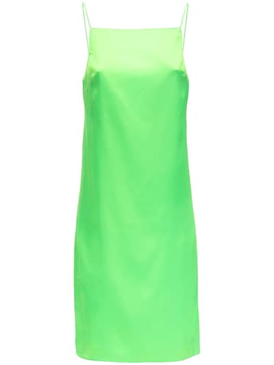 neon green slip dress